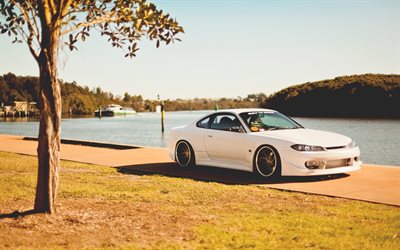 Nissan Silvia, S15, pier, stance, tuning, Nissan 240SX, japanese cars, Nissan