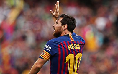 Lionel Messi, Barcelona FC, portrait, 10 number, Catalan football club, Argentinian footballer, La Liga, Spain