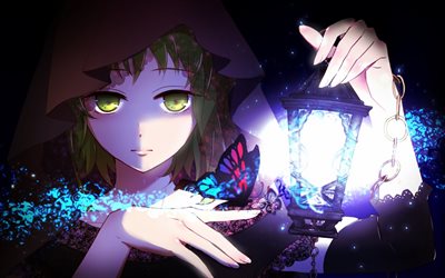 Vocaloid, art, girl with a lantern, portrait, Japanese manga, anime characters