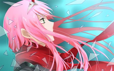 Zero Two, close-up, pink hair, manga, DARLING in the FRANXX
