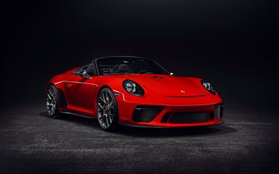 Porsche 911 Speedster II Concetto, 2018, 4k, rosso sport coupe tuning, vista frontale, esterno, tedesco di auto sportive, Porsche
