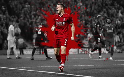 James Milner, 4k, arte, Liverpool FC, calciatore inglese, centrocampista, schizzi di vernice, grunge, creativo, Premier League, Inghilterra, calcio