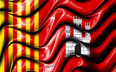 Terrassa Flag, 4k, Cities of Spain, Europe, Flag of Terrassa, 3D art, Terrassa, Spanish cities, Terrassa 3D flag, Spain