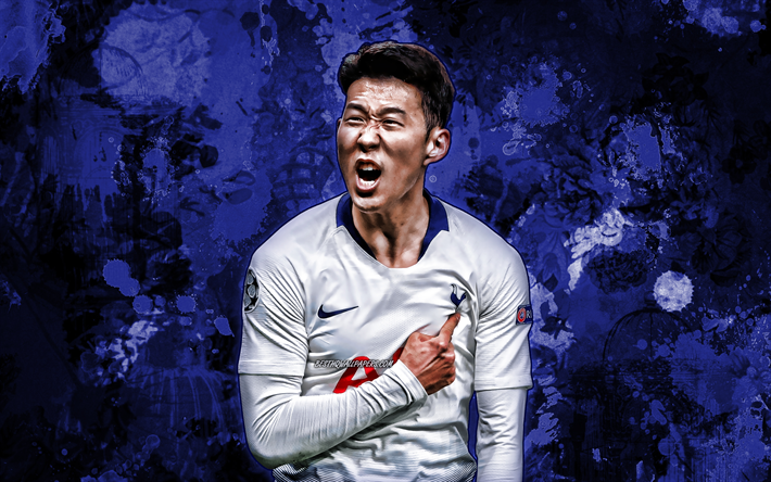 Oğlum Heung-min, Mavi Boya sı&#231;ramalarına, Tottenham Hotspur FC, G&#252;ney Kore futbolcular, forvet, futbol, Heung-min Oğlu, Premier Lig, grunge tarzı, Tottenham FC