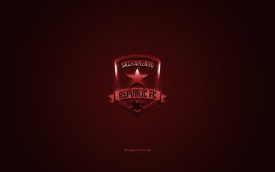 Sacramento Republic FC, Amerikan Futbol Kul&#252;b&#252;, USL Şampiyonası, kırmızı logo, kırmızı karbon fiber arka plan, USL, futbol, Sacramento, Kaliforniya, ABD, Sacramento Cumhuriyeti logo