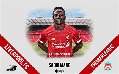Sadio Mane, Liverpool FC, portrait, Senegalese footballer, attacking midfielder, 2020 Liverpool uniform, Premier League, England, Liverpool FC footballers 2020, football, Anfield
