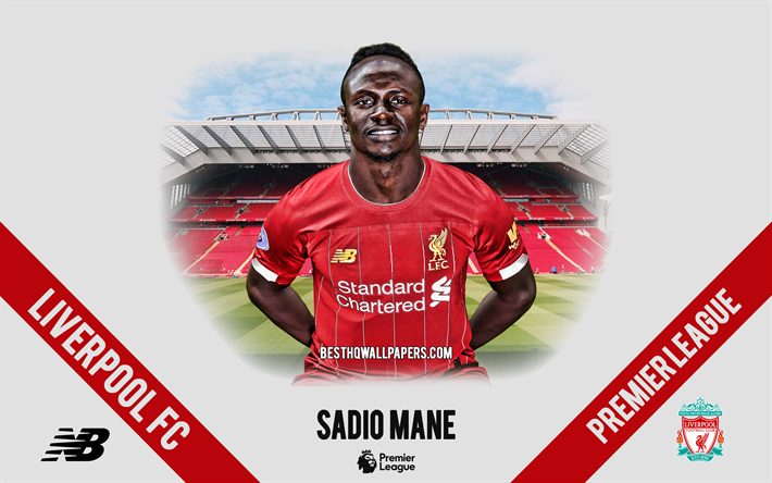 Sadio Mane, le Liverpool FC, le portrait, le S&#233;n&#233;galais footballeur, attaquant milieu de terrain, 2020 Liverpool uniforme, Premier League, Angleterre, Liverpool FC footballeurs 2020, le football, Anfield