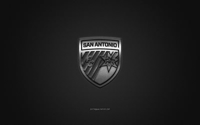 San Antonio FC, American soccer club, USL Championship, silver logo, gray carbon fiber background, USL, football, San Antonio, Texas, USA, San Antonio FC logo, soccer