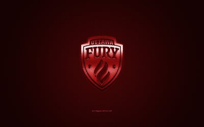Ottawa Fury FC, Canadian soccer club, USL Championship, r&#246;d logo, red kolfiber bakgrund, USL, fotboll, San Antonio, Ottawa, Ontario, Kanada, USA, Ottawa Fury logotyp