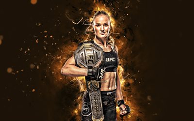 Valentina Shevchenko, 4k, brown neon lights, Kyrgyzstani fighters, MMA, UFC, female fighters, Mixed martial arts, Valentina Shevchenko 4K, UFC fighters, Shevchenko, MMA fighters