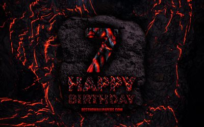 4k, Happy 7 Years Birthday, fire lava letters, Happy 7th birthday, grunge background, 7th Birthday Party, Grunge Happy 7th birthday, Birthday concept, Birthday Party, 7th Birthday