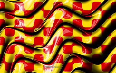 Tarragona Flag, 4k, Cities of Spain, Europe, Flag of Tarragona, 3D art, Tarragona, Spanish cities, Tarragona 3D flag, Spain