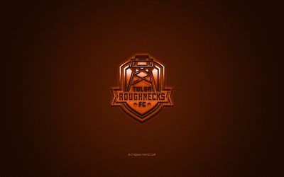 Tulsa Roughnecks FC, American soccer club, USL Championship, orange logo, orange carbon fiber background, USL, football, Oklahoma, USA, Tulsa Roughnecks logo, soccer