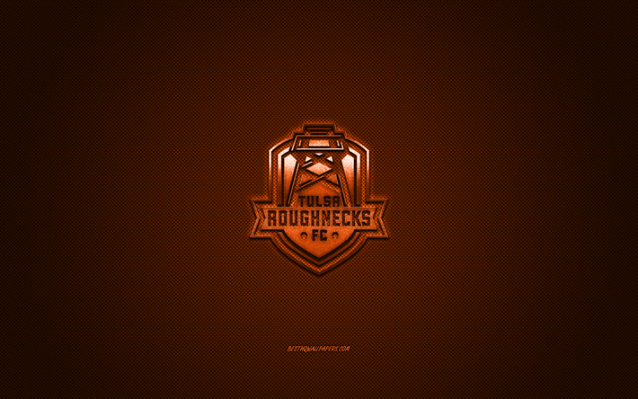 Tulsa Roughnecks FC, American soccer club, USL Championship, orange logo, orange carbon fiber background, USL, football, Oklahoma, USA, Tulsa Roughnecks logo, soccer