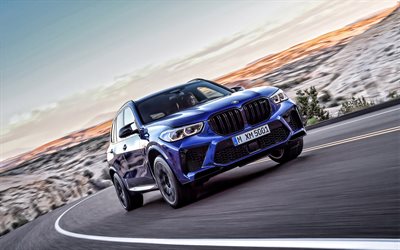 2020, BMW X5 M Competition, front view, exterior, blue SUV, new blue X5, M Competition, luxury SUV, German cars, BMW