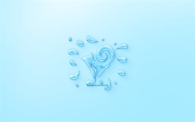 Aries Zodiac Sign, Creative Aries Symbol, horoscope signs, sign of water, Aries Sign, water art, astrological sign, Aries, blue background