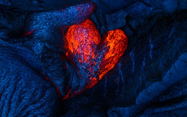 溶岩の中心, 4k, 愛概念, 3Dアート, 火災の心, 作品, 心, 溶岩