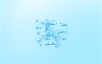 Capricorn Zodiac Sign, horoscope signs, sign of water, Capricorn Sign, astrological sign, Capricorn, blue background, creative water art