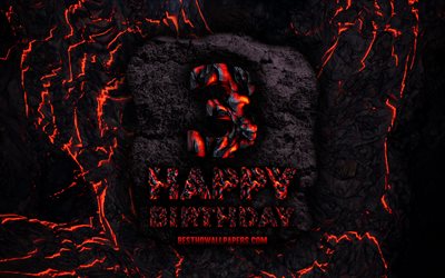 4k, Happy 3 Years Birthday, fire lava letters, Happy 3rd birthday, grunge background, 3rd Birthday Party, Grunge Happy 3rd birthday, Birthday concept, Birthday Party, 3rd Birthday