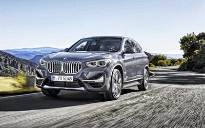 2020, BMW X1, front view, exterior, crossover, new gray X1, german cars, BMW