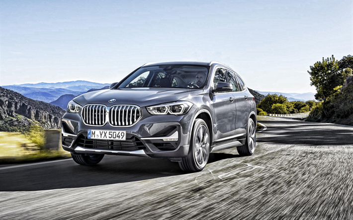 2020, BMW X1, front view, exterior, crossover, new gray X1, german cars, BMW