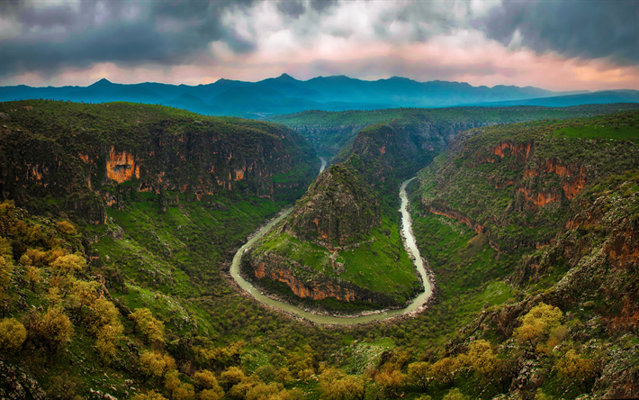 Barzan Gorge, 4k, K&#252;rdistan, Kanyon, river bend, Irak, Erbil ili, HDR, g&#252;zel doğa