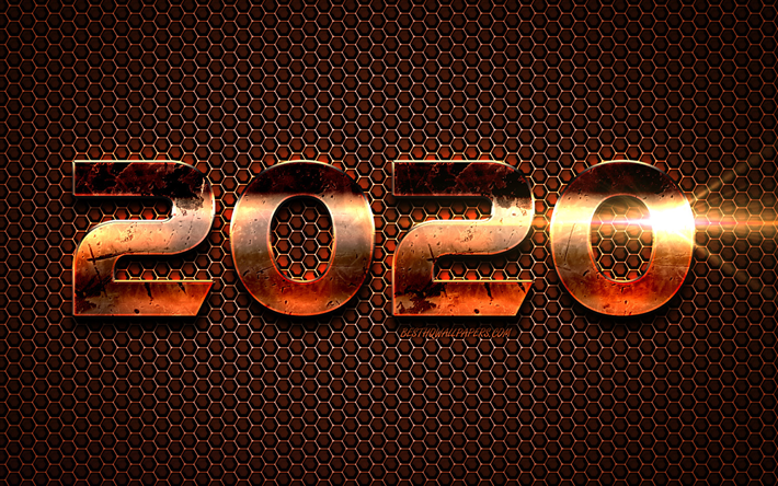 謹んで新年の2020年までの, 銅2020年までの背景, 2020年までの金属の背景, 2020年までの概念, 金属メッシュの質感, 2020年の新年, 銅の背景