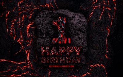 4k, Happy 1 Years Birthday, fire lava letters, Happy 1st birthday, grunge background, 1st Birthday Party, Grunge Happy 1st birthday, Birthday concept, Birthday Party, 1st Birthday