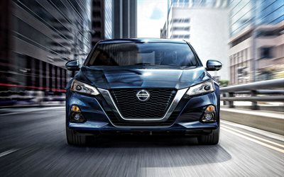 2020, Nissan Altima, front view, exterior, new blue Altima, japanese cars, USA, Nissan