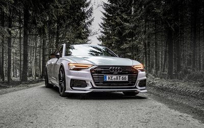 ABT, la optimizaci&#243;n, el Audi A6 Avant, 4k, 2019 coches, los faros, los vagones de 2019 Audi A6 Avant, los coches alemanes, el Audi