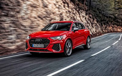 Audi RS Q3, 2020, exterior, front view, Q3 RS, red crossover, new red Q3 RS, German cars, Audi