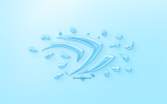 Nvidia Claw logo, water logo, emblem, blue background, Nvidia Claw logo made of water, creative art, water concepts, Nvidia