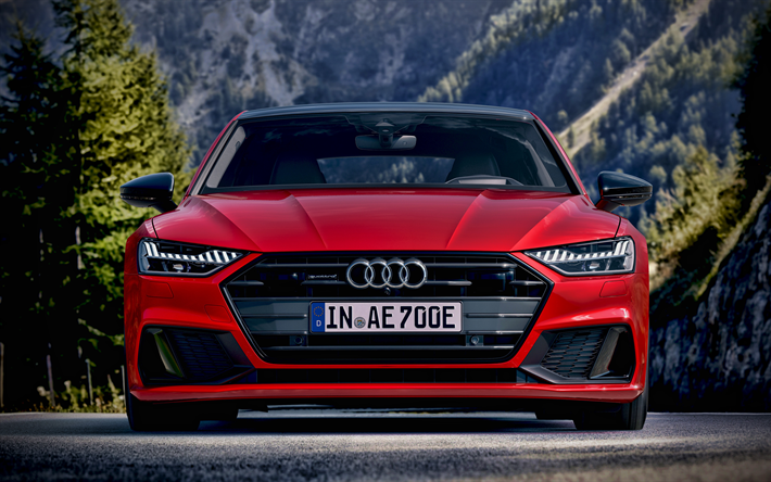 4k, Audi A7 Sportback, front view, 2019 cars, supercars, red A7 Sportback, 2019 Audi A7 Sportback, german cars, Audi