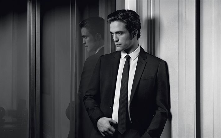 Robert Pattinson, british actor, photoshoot, monochrome, popular actors