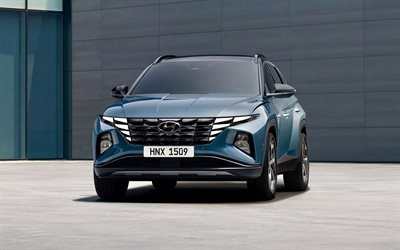 2021, Hyundai Tucson, n&#228;kym&#228; edest&#228;, ulkopuoli, sininen crossover, uusi sininen Tucson, korealaiset autot, Hyundai