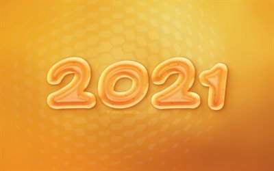 2021 A&#241;o Nuevo, conceptos de miel, 2021 Fondo de miel, arte creativo, Feliz a&#241;o nuevo 2021, 2021 conceptos