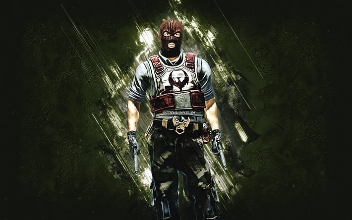 Phoenix, agent CSGO, Counter-Strike Global Offensive, fond de pierre verte, Counter-Strike, personnages CSGO