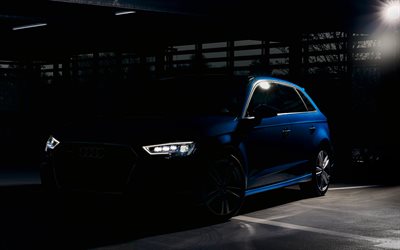 Audi A3 Sportback, 4k, 2017 autot, pimeys, saksan autoja, Audi