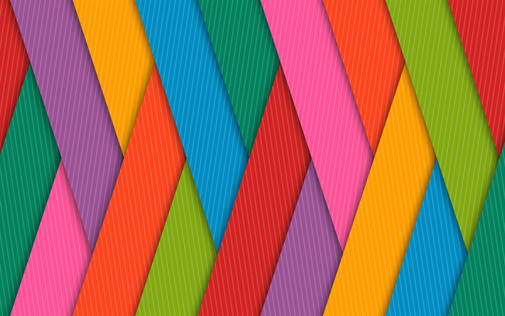 rayas de colores, 4k, l&#237;neas, creativo, dise&#241;o de material, abstracto material