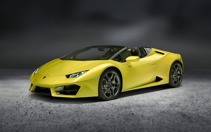 Lamborghini Huracan, 4k, LP580-2, Spyder, gula sportbil, italienska bilar, gul Huracan, Lamborghini