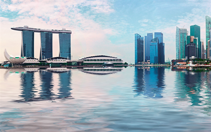 Marina Bay Sands, Singapore, 4k, skyskrapor, modern arkitektur, Marina Bay