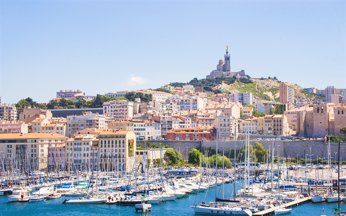 Marseille, 4k, Notre-Dame de la Garde, Basilica, Cathedral, French City, Summer, France, Old Port, Catholic Church, Byzantine Architecture