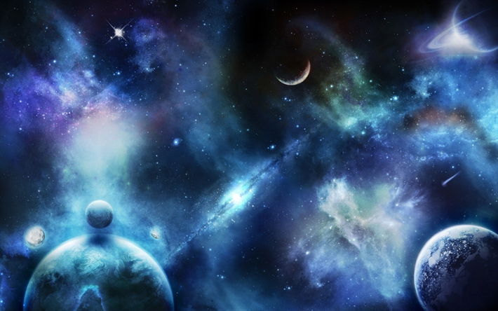 planeter, 4k, stj&#228;rnor, universum, galaxy, nebulosan