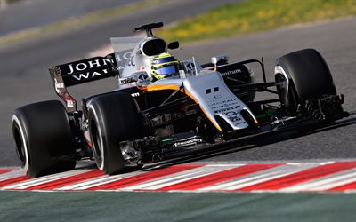 Sergio Perez, 4k, Formule 1, Mexicain racer, Sahara Force India F1 Team