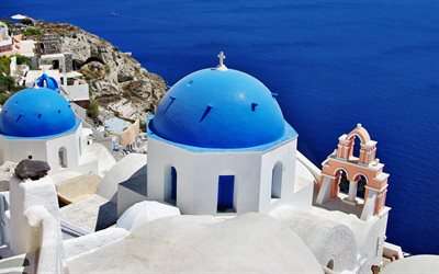 Oia, 4k, Aegean Sea, Santorini, romantic places, Greece, South Aegean, islands of Thira