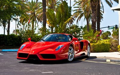 Ferrari Enzo, 4k, hypercars, rouge Enzo, sportcars, italien voitures, Ferrari