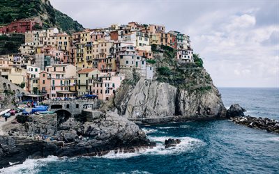 Positano, 4k, byn, havet, Amalfikusten, Amalfi-Kusten, Kampanien, Italien, Europa