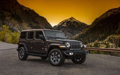 Jeep Wrangler, 2018 cars, SUVs, new Wrangler, mountains, Jeep