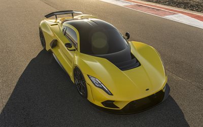 Hennessey Venom F5, 2019, coup&#233; sport, hypercar, de nouvelles voitures de sport, jaune Venin, Hennessey