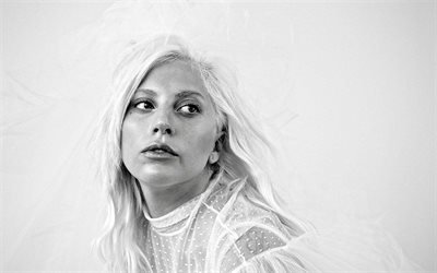 Lady Gaga, portre, siyah beyaz, Amerikalı şarkıcı, fotoğraf &#231;ekimi, Stefani Joanne Angelina Germanotta